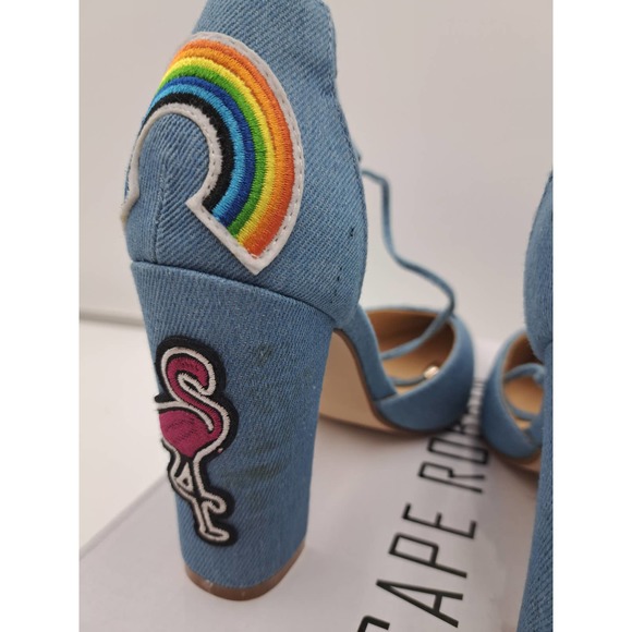 READ Cape Robbin Boho Western Denim Patches block high heel pointy toe Shoes 7 - Picture 8 of 10